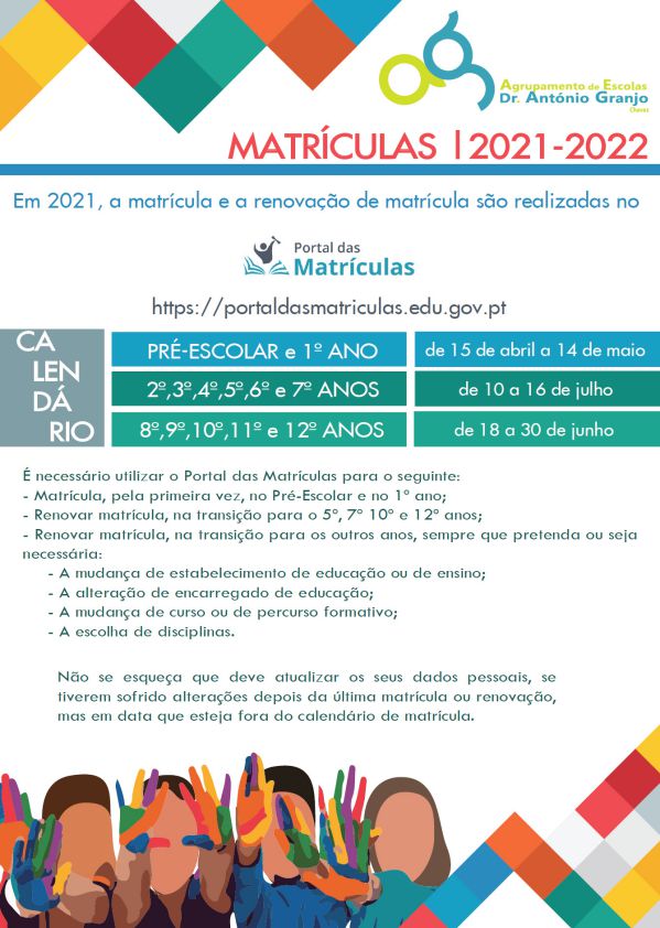cartaz matriculas 2021 2022
