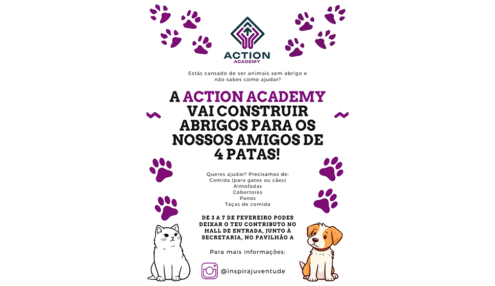 Campanha de recolha de alimentos, materiais,… para ajudar os animais sem abrigo.